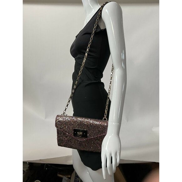 Kate Spade New York Womens Sonia Crossbody Bag Multicolor Flap Chain Glitter S - Picture 3 of 12